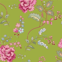 EQP Patchworkstof - Bouquet - Apple green